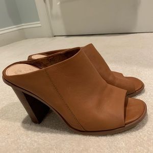 Vince Camuto Cognac high heeled mules